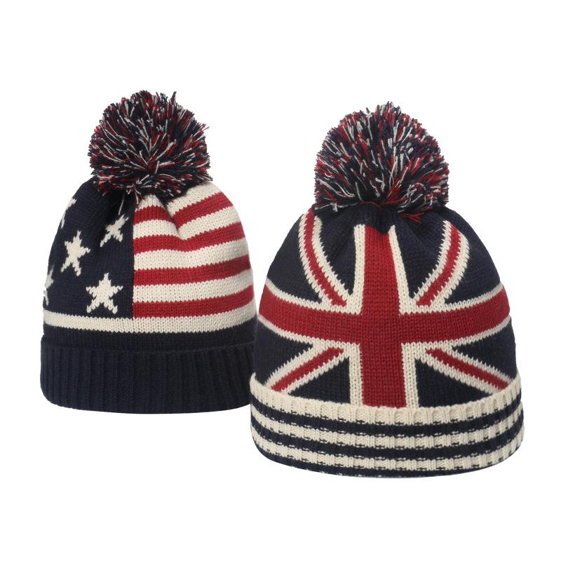 Winter Beanie Cuffed Knit Warm Hat for Men Women Youth Boys Girls American Flag Outdoor Ski Sports Hiking Caps