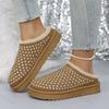 Fashion Women's Cotton Slippers Winter New Fashion Rhinestone Thicken Warm Home Shoes Lightweight Comfortable Outdoor Non Slip Flats