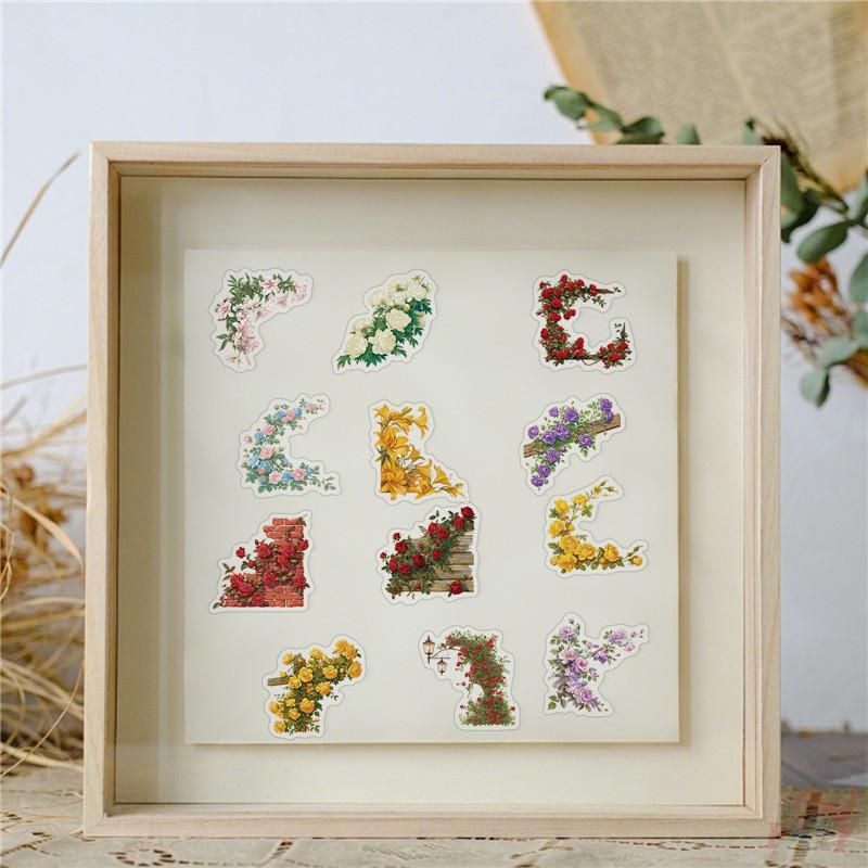 50Pcs/Set Retro Flower Wall Series 01 PET Stickers Waterproof DIY Fashion Doodle Decals Stickers