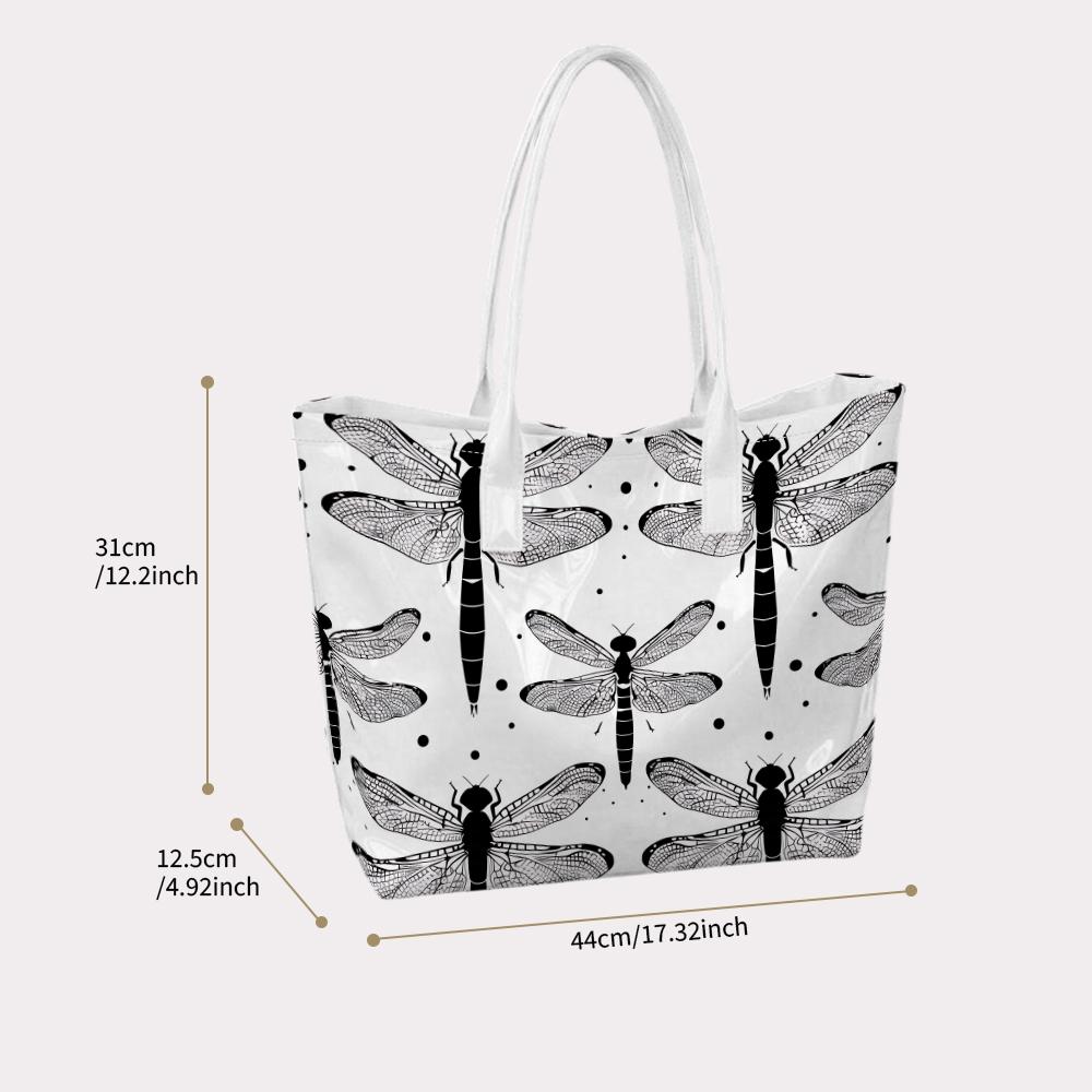 Dragonfly Print Shoulder Bag Casual Large Capacity Tote Purse for Daily Use