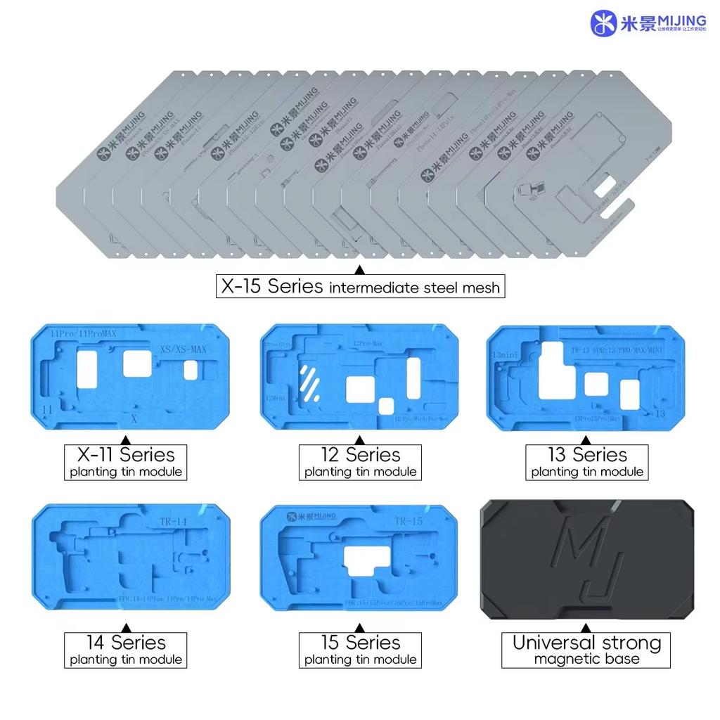 MiJing Z20 Pro Motherboard Middle Layer Positioning Tin Planting Platform For IPhone X-17 Series Chips BGA Reballing Stencil Kit
