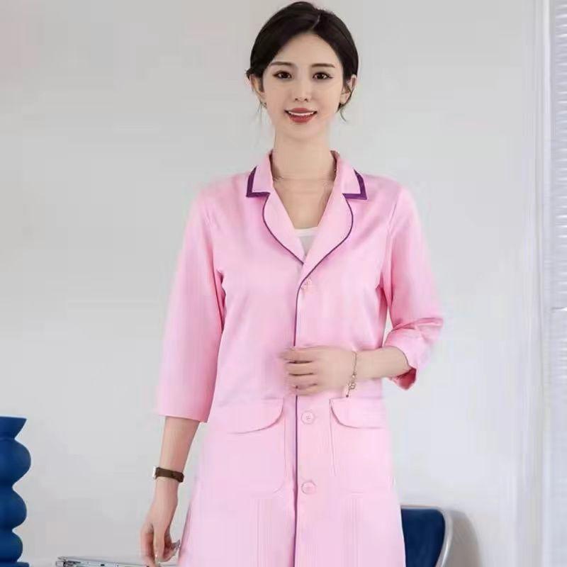 Damen Sommer-Kurzarm-Weißmantel für Schönheitsstudio-, Microblading- und Hautmanagement-Profis