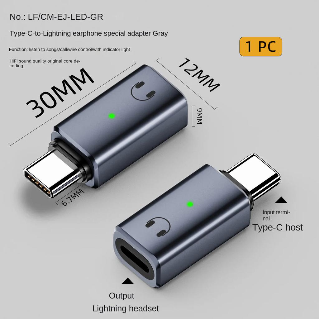 IOS Female to Type C Male Adapter For Xiaomi Huawei POCO Wired Headset Converter OTG USBC to lightning Earphone Audio AUX