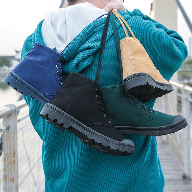 Tongue One-piece Shoes High-top Canvas Boots Anti-collision Outdoor Mountaineering Leisure Sports Men's Canvas Shoes M011
