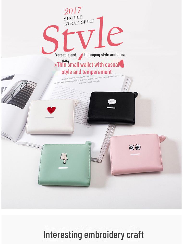 Xiangyin Women's Mini Wallet: 2024 Korean Ultra-Thin Folding Leather Wallet - Cute & Simple for Students