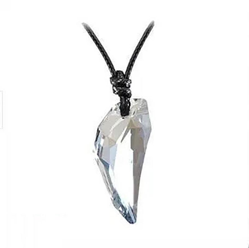 Crystal Wolf Tooth Wax Rope Pendant Couple Necklace New Fashion Unisex Necklace Jewelry