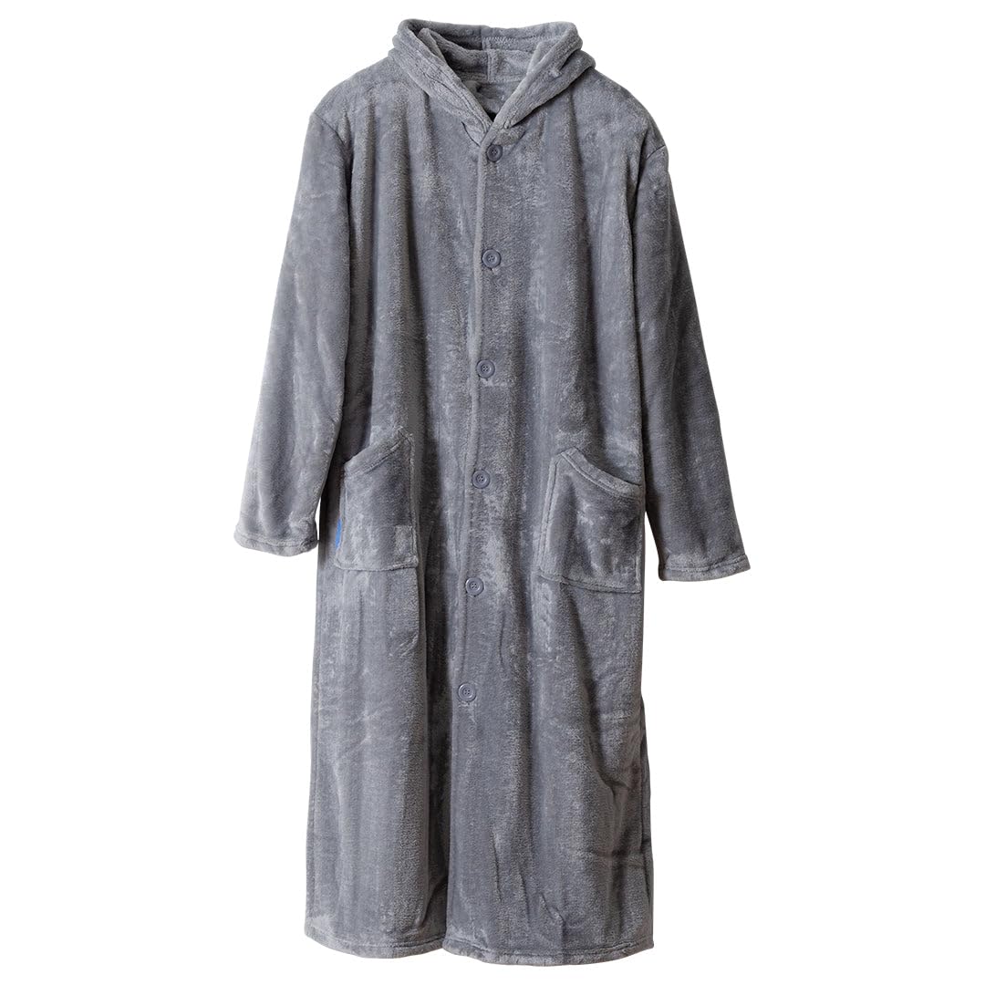 

AQUA mofua Wearable Warm Winter Size L Gray No Ribbed Premium Microfiber 48478413 Blanket, Blanket, Unisex, Hooded, (Length Approx. 125cm), [Front