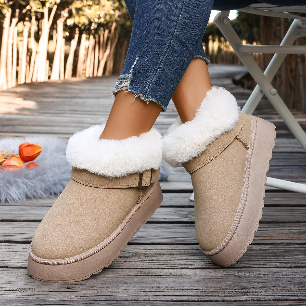 

Fashion 2025 Winter Fashion Retro Casual Snow Boots Soft Soled Comfortable ShoesWomen Warm Non Slip Chunky Cotton Plush Ankle Boots 36 хаки
