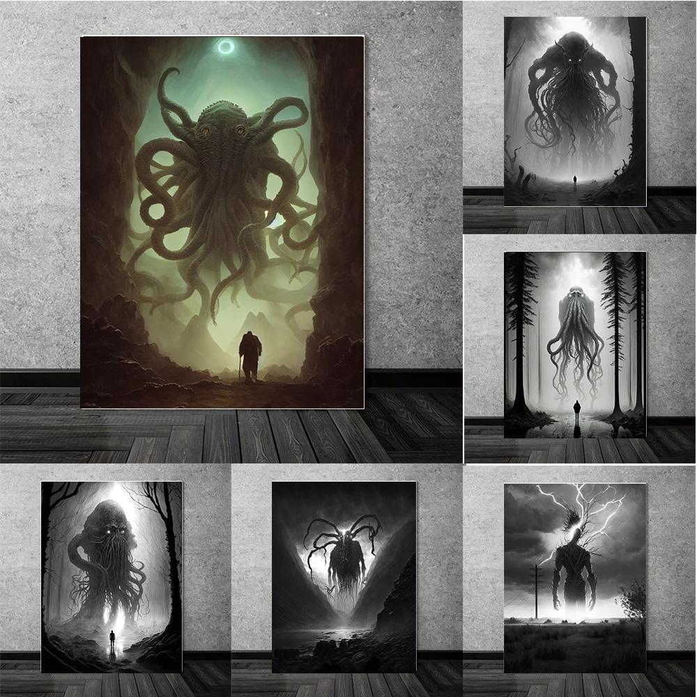 Cthulhu Mythos Abstract Outer God Prints Poster Canvas Painting Modern Wall Art Pictures for Living Room Bedroom Home Decoration