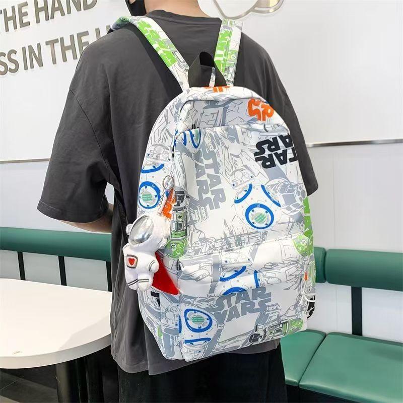 Schoolbag men's ins tide backpack Japanese Harajuku style personality graffiti college student schoolbag simple versatile backpack women