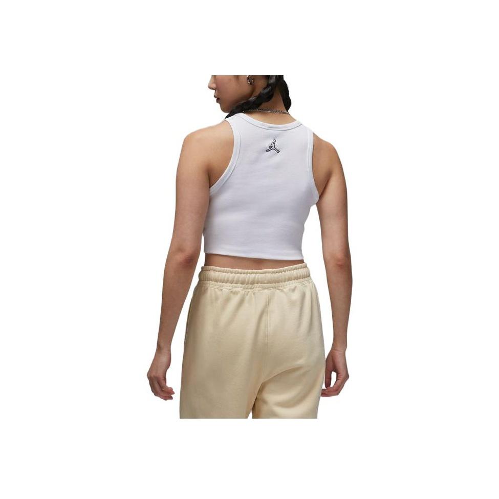 Jordan Jednokolorowy Okrągły Dekolt Bez Rękawów Sportowy Tank Top Damski Biały DX4701-100