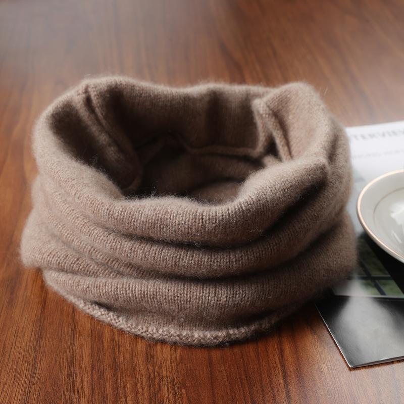 Pure Wool Knitted Ring Scarf Elegant Neckerscarf Female Soft Warm Cashmere False Collar Neck Warmer Hairband Winter