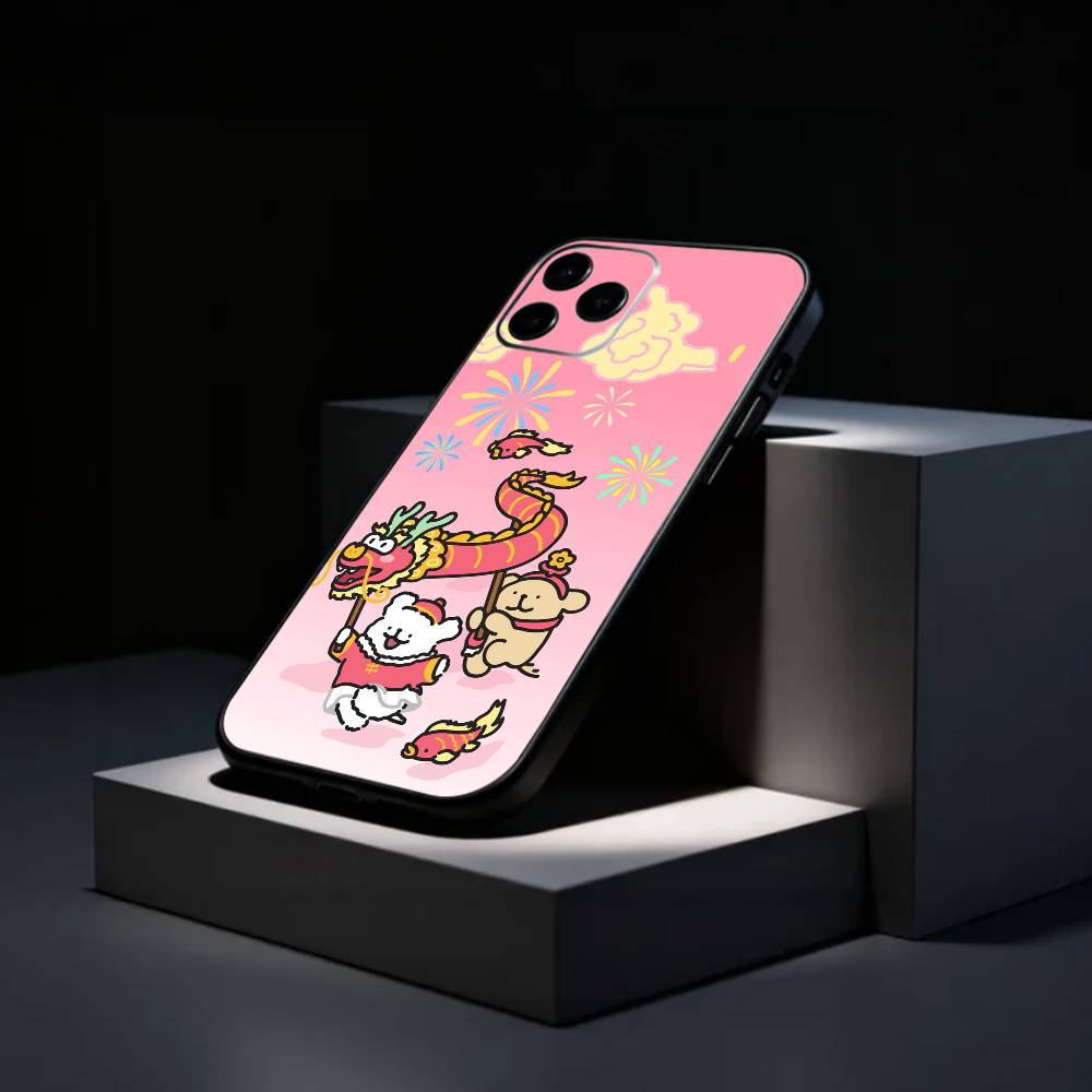 L-Lovely Line Puppy Cartoon Cute Dog Phone Case Silicone Soft For IPhone 17 16 15 14 13 12 11 X XR Plus Pro Max Plus