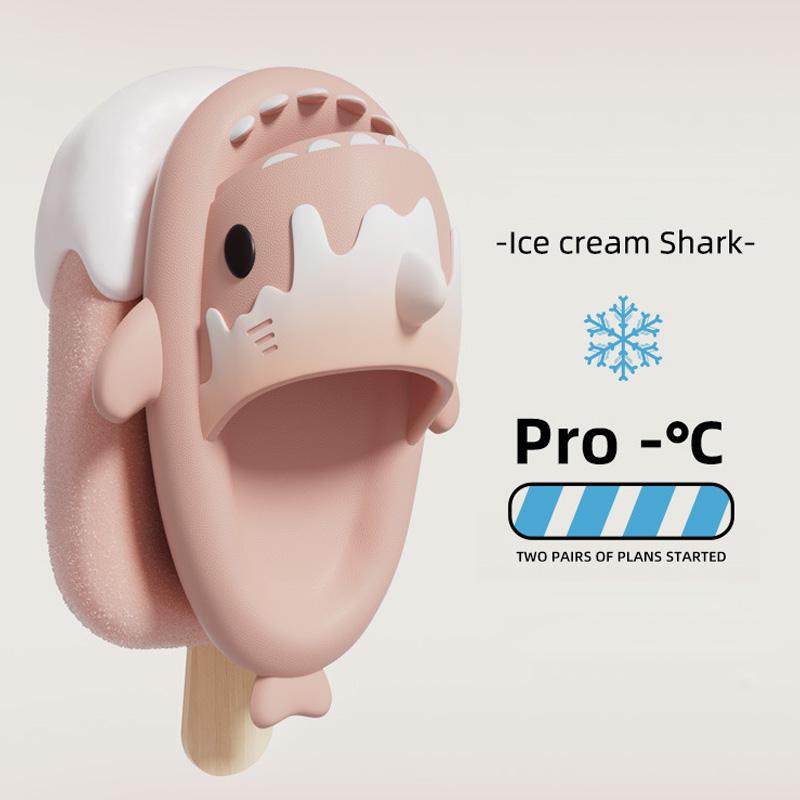 Fashion 2024 Ice Cream Shark Slippers Women's Cute Summer Girl's Indoor Household Anti Slip Couple Slippers Men's Summer Slippers