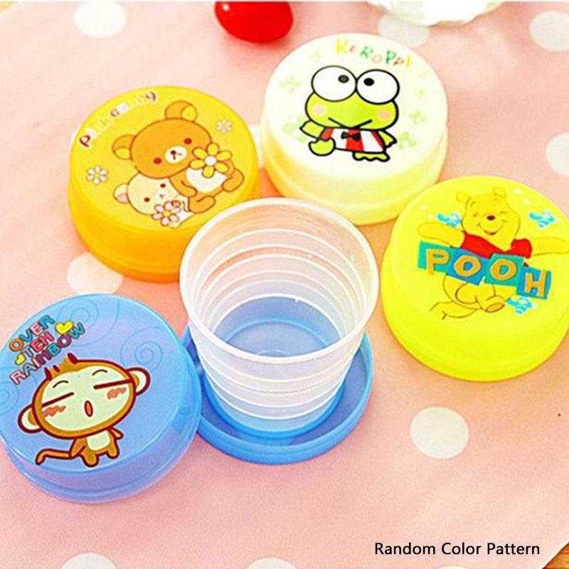 Cartoon Creative Foldable Cup Portable Plastic Travel Mug Hygienic Lightweight