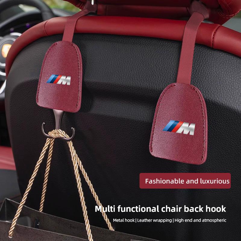2026 Hot 2Pcs PU Leather Car Seat Back Hooks Interior Accessories Sticker For BMW X1 X3 X4 X5 E46 E90 F20 E60 E39 F10 M1 M2 M3 M5 M6 E8 GK3 ushm3