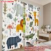 Set Of 2 Cartoon Animal Curtains Elephant Giraffe Lion Hippo Flamingo Toucan Crocodile Leaves Hearts Kids Room Decor Curtain Polyester Ideal For