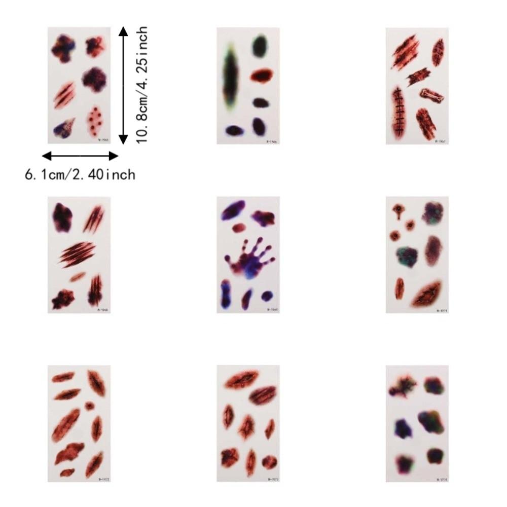 Zombie Cosplay Halloween Tattoo Stickers Bloody Makeup Body Art Scar Decals  Photo Props