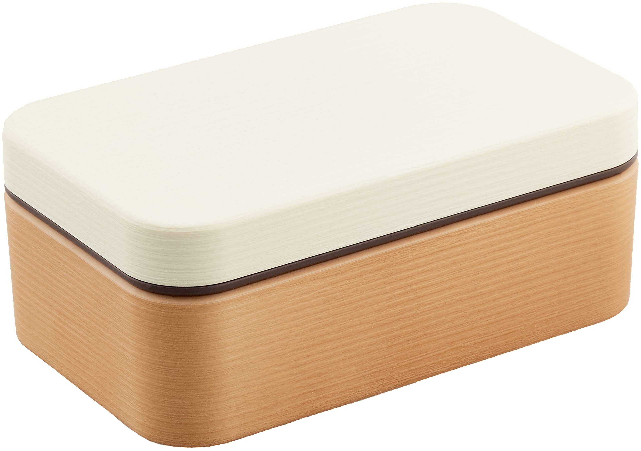 

Showa Bento Wood Grain Clean Microwave and Dishwasher Suitable for Men and Made in 4979539 Box, Rectangular, Resin, White, Coat, Safe, 600ml, Women, белый