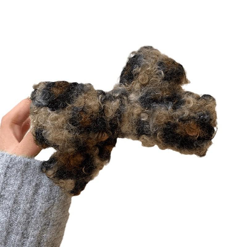 French Handmade Flower Knit Cardigan Claw Hair Clip for Women