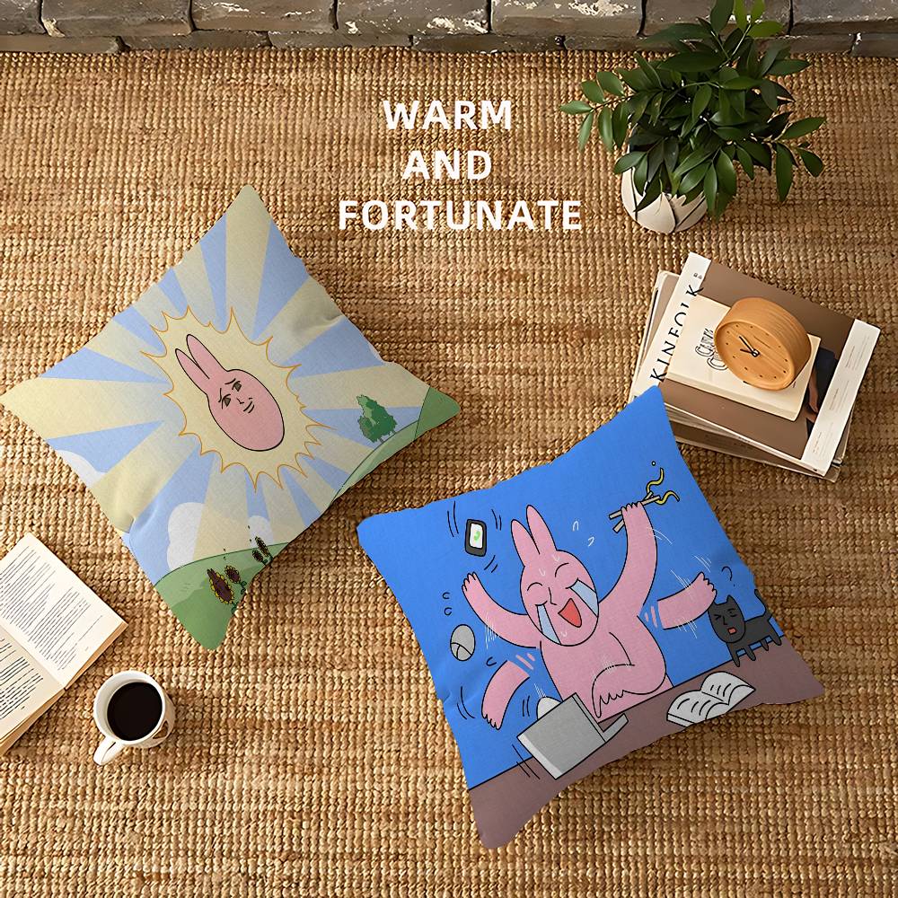 My F-Friend Pink Rabbit Funny Anime Pillow Gift Home Office Decoration Bedroom Sofa Car Cushion Cover Case 45X45
