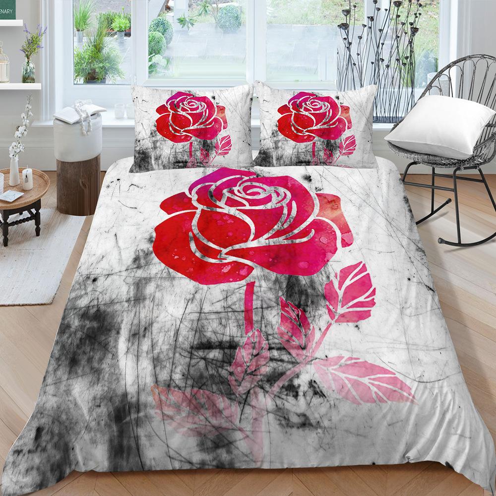 Creative Rose Series Bedding Two Or Three-Piece Set Polyester 3D Digital Printing