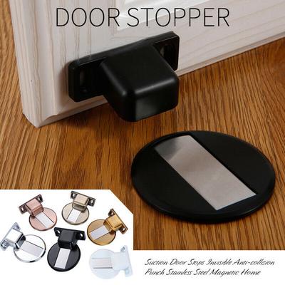 Suction Door Stops  Anti-collision Punch Stainless Steel Magnetic Home