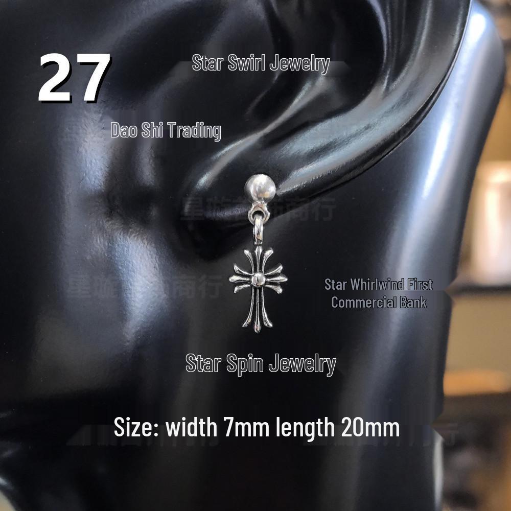 Cercei atârnători New Cross G-Dragon cu diamante colorate pentru bărbați și femei, Cupru alb, Argint thailandez, Ac din argint s925