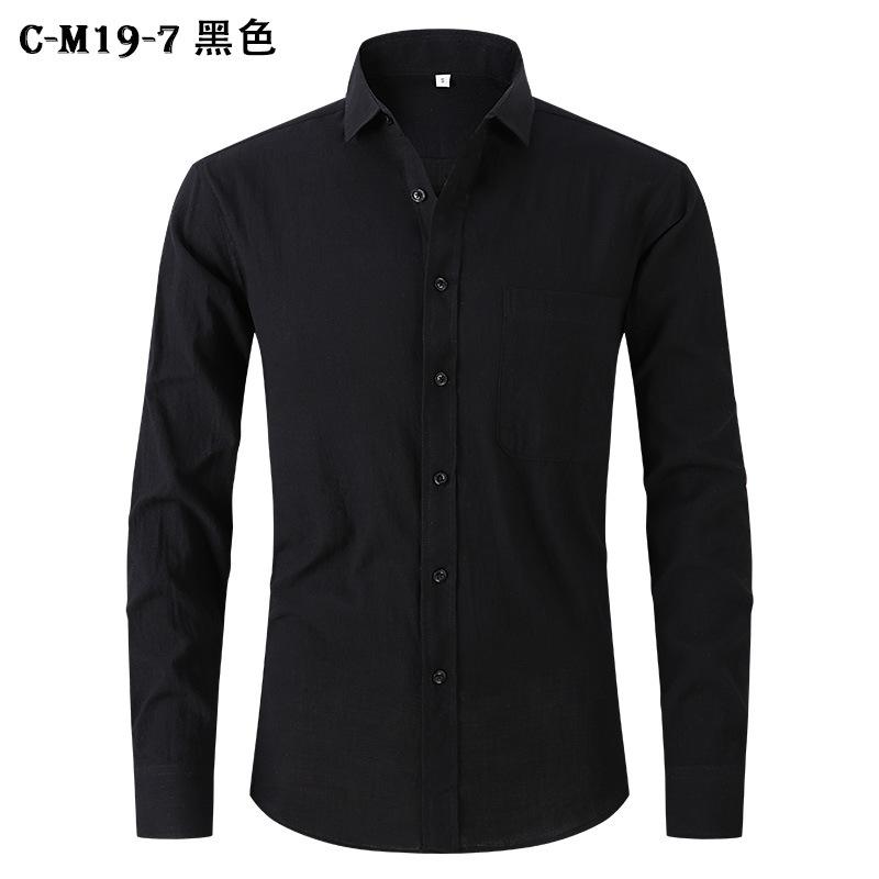 

Мужская рубашка большого размера из искусственного хлопка и льна, однотонная, с длинным рукавом, в деловом стиле, в винтажном стиле, в стиле кэжуал, в стиле минимализма, в дышащем стиле XXL