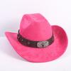 New western cowboy hat men's and women's wide-brimmed top hat bull head rivet belt buckle sun hat