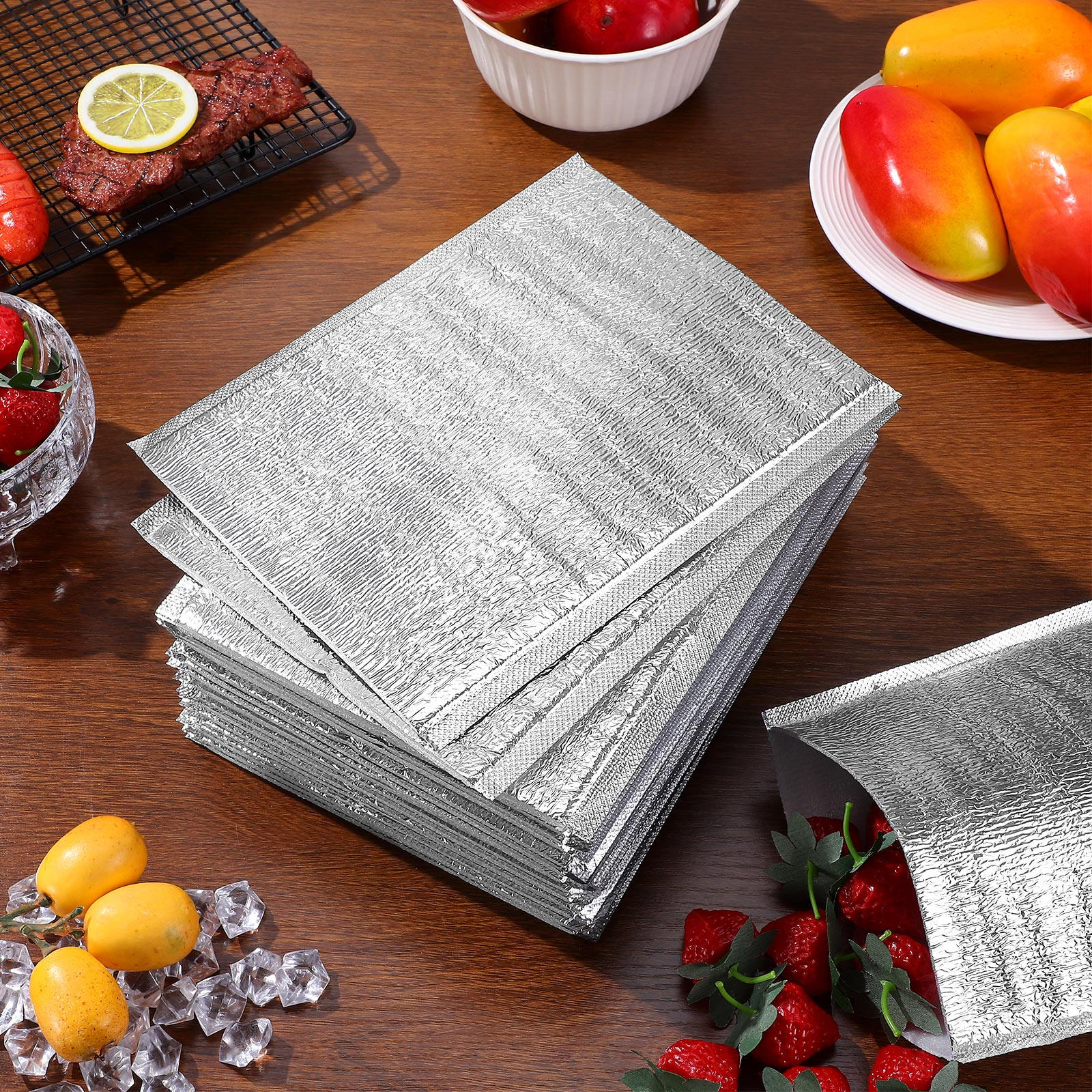 

20Pcs Aluminum Foil Bags Heat Insulation Storage Food Packaging Bag Thermal Lunch Fruit Vegetable Fresh Keeping Bag United States