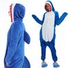 Adult Blue Shark Animal Flannel Cosplay Costume Pajamas Onesie Sleepwear Outfit Comfortable Soft Warm