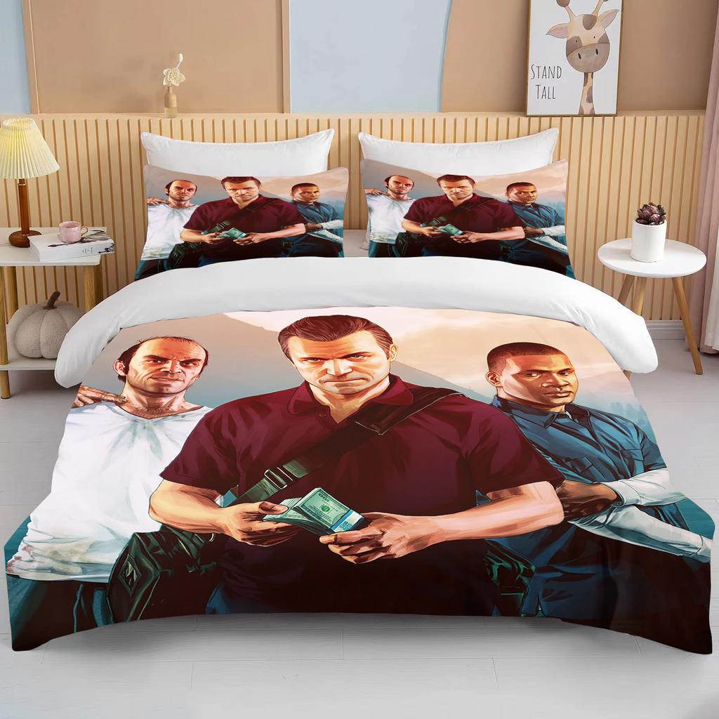 10 Größen 3D Spiel GTA V Bettwäsche-Set Cartoon Bettbezüge Grand Theft Auto Bettwäsche Bettzeug mit Kissenbezug Dropshipping