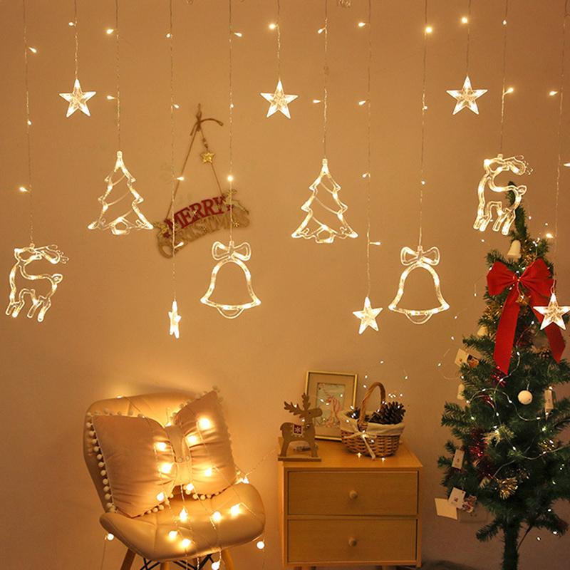 AC 110V Christmas Tree Deer Bells String Lights Fairy Lights Outdoor Decoration
