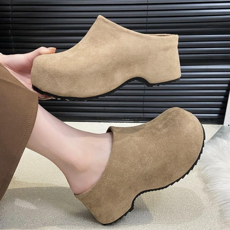 

Fashion High Heels Platform Women s Slippers Designer Suede Fashion Slippers 2025 Casual Mules Shoes Walking Pumps Zapatillas De Mujer 35 хаки