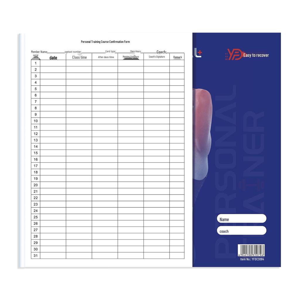 Private Lesson Confirmation & Sign-in Record Book for Yoga, Dance, Pilates, and Gym Classes
