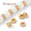 6mm 18K Gold Plated Beads Separators,Fashion Rhinestone Beads For Jewelry Making Spacer Beads DIY Necklace/Bracelets Accessories
