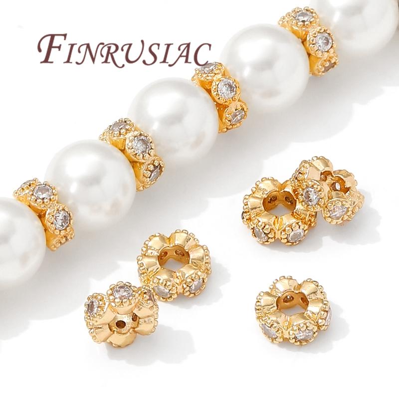6mm 18K Gold Plated Beads Separators,Fashion Rhinestone Beads For Jewelry Making Spacer Beads DIY Necklace/Bracelets Accessories