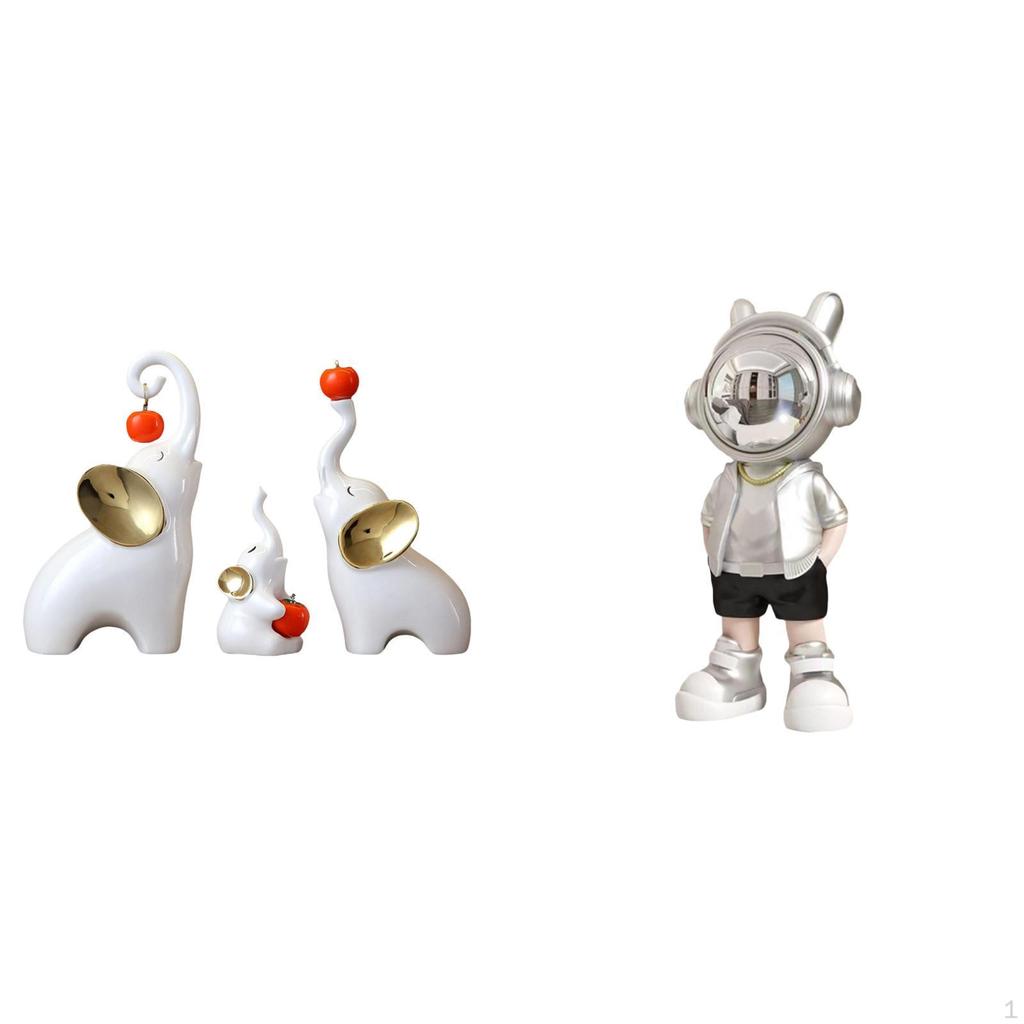 Elephant Astronaut Sculptures Creative Animal Statues Modern Figurines for Desk Living Room Bedroom