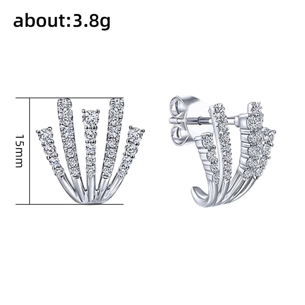 Ear Clips, Women'S Fashion Light Luxury Full Diamond Claw Earrings, Personalized Niche High-End Earrings