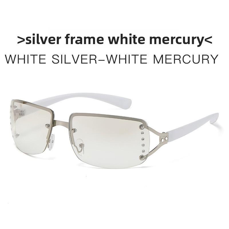Y2k Moda Square Sunglasses With Silver Mirrored Lenses Uv400 For Fashionable Outings