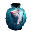 Mens Oversized Hooded Sweatshirt With 3D Printed Boar Graphic Casual Plus Size Long Sleeve