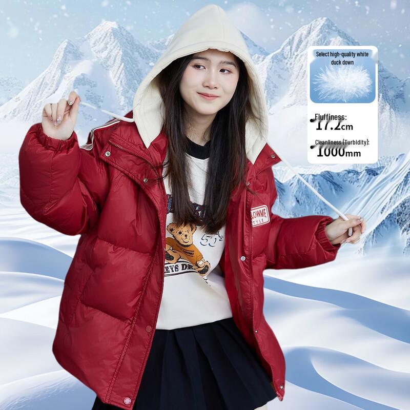 Подростковая женская повседневная пуховая куртка с капюшоном 170