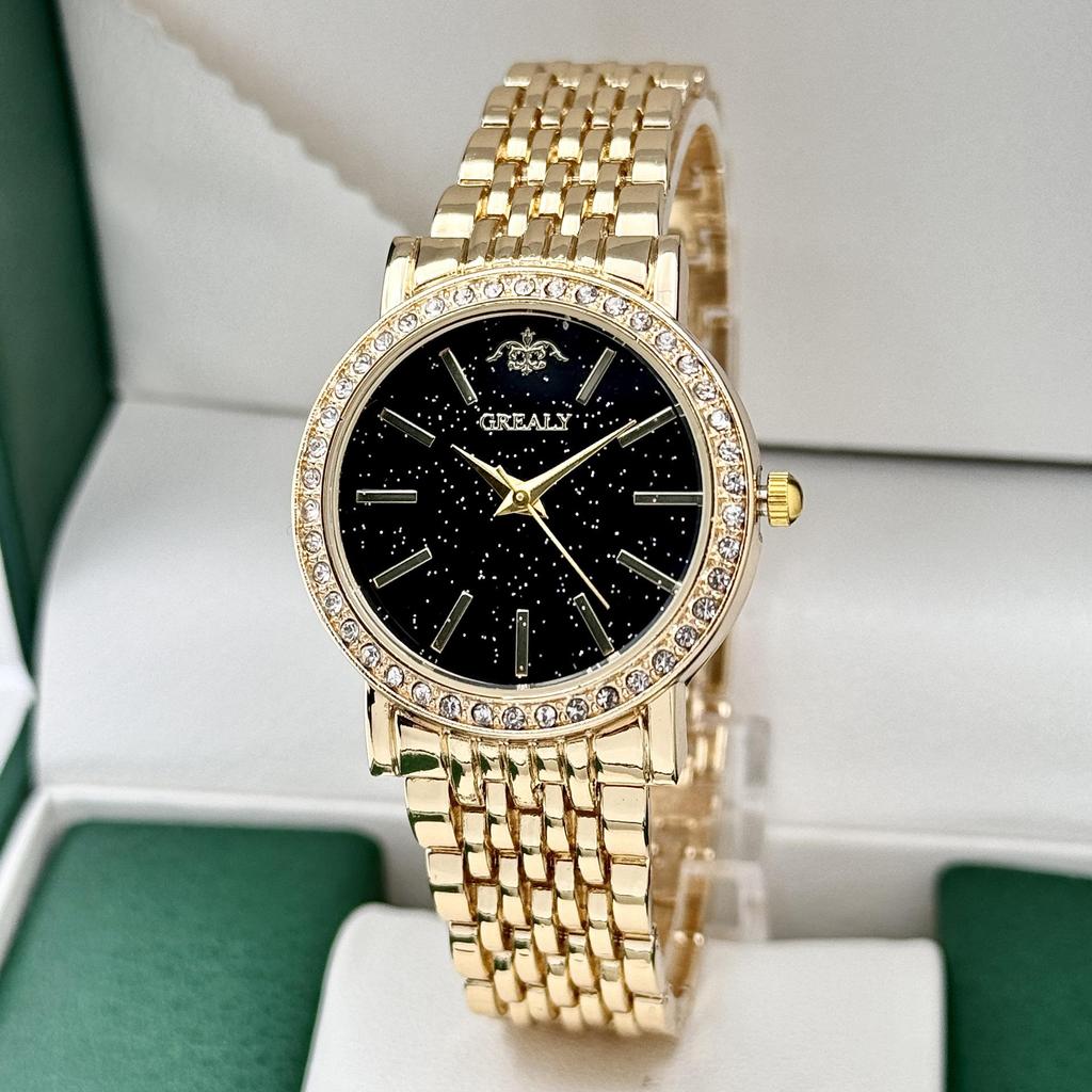 GREALY Elegant Ladies' Diamond-Set Quartz Bracelet Watch