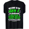 European Sizes Men's Gen X Humor T-Shirt - Welcome To Gen X Playground Funny Sarcastic Quote Retro Graphic Tee, Black with Green & White Print
