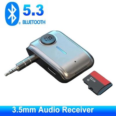 Auto Bluetooth 5.3 Empfänger Adapter 3,5 mm AUX Buchsen für Autolautsprecher A2DP Kabelloser Audio Musikempfänger pter unterstützt TF-Karte Auto Freisprecheinrichtung