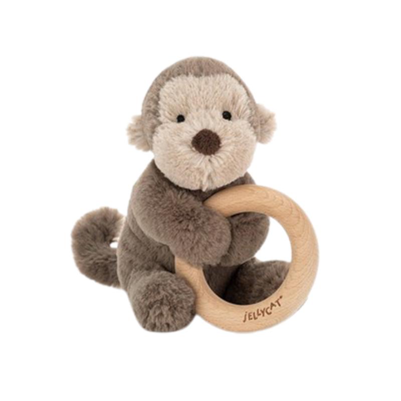 

JELLYCAT Jungle Animals Small Monkey Wooden Ring Doll Plush Doll 14cm Height