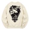 KAN6312 Kmc0119 Ghost Skull Fleece-Lined Sweatshirt - Cream