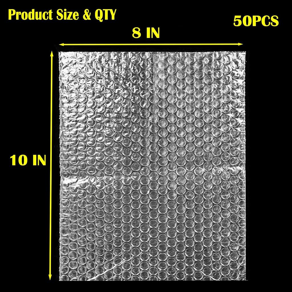 50PCS 8x10 Inch Bubble Out Bags, Clear Bubble Pouch Wraps Bags for Shipping Fragile Item, Protective Bubble Pouch Wrap Double Walled Cushioning Bags