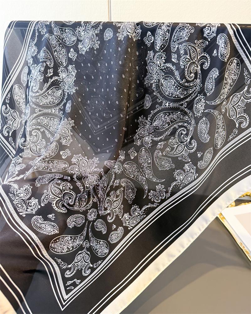 New Paisley Print Square Scarf For Women Soft Satin Wraps Neckerchief Female Hair Bands Ribbon Headband Bandana